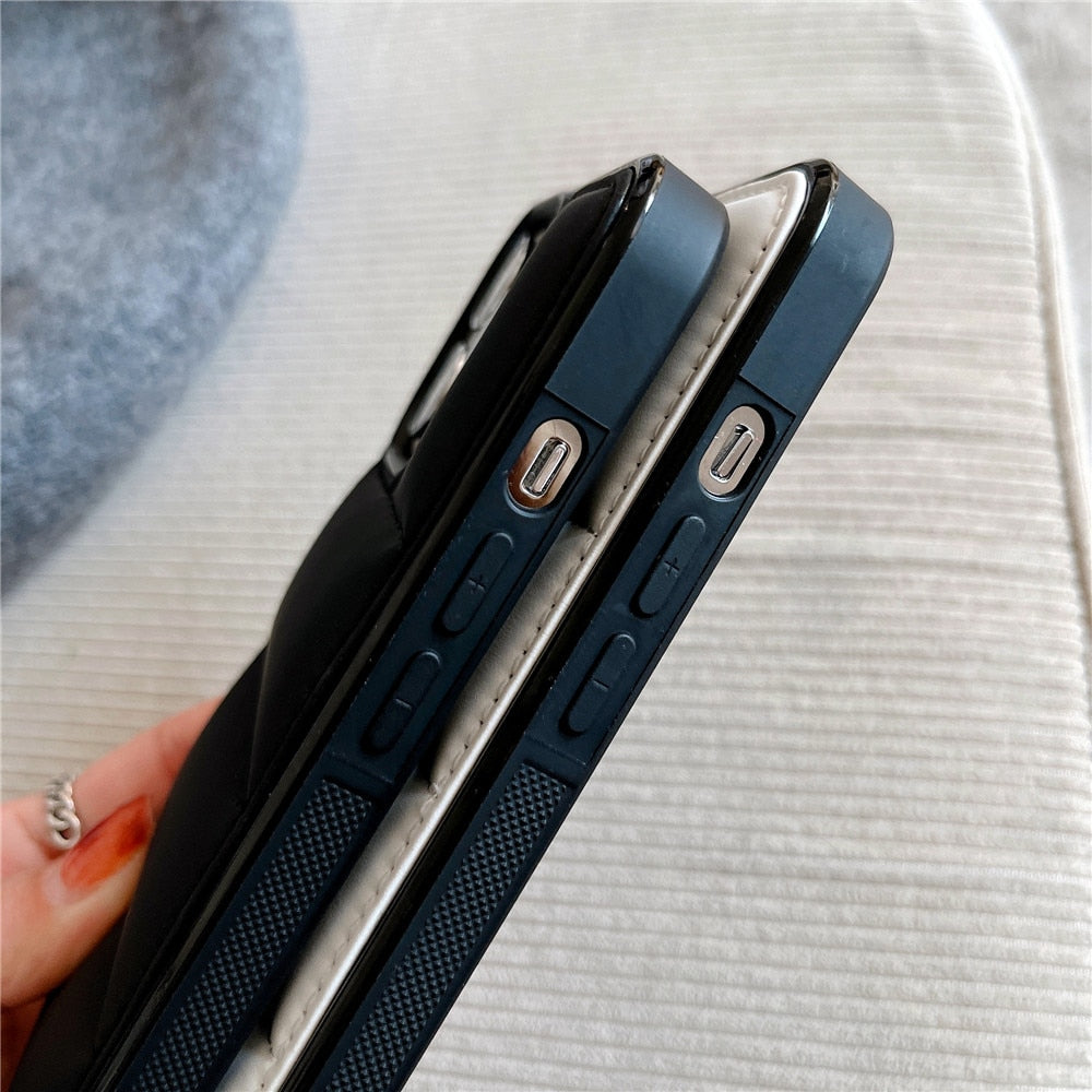 Anymob iPhone White Down Jacket Puffer Phone Case Fashion Soft Fabric Shockproof Bumper Cover-Mobile Phone Cases-PEROZ Accessories