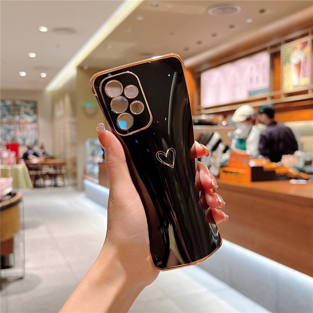 Anymob Samsung White Soft Electroplated Love Heart Phone Case Silicon Cases Cover-Mobile Phone Cases-PEROZ Accessories