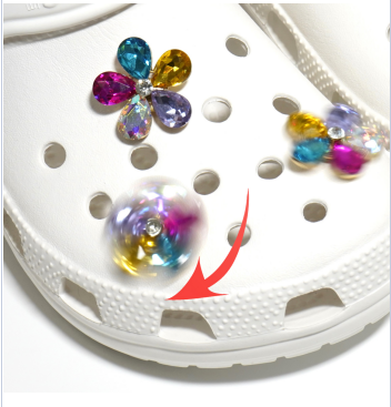 Anykidz 1pc Rotating Crystal Flower Shoe Charm Accessories Jeans Clogs Pendant Pin Designer Ornament Jibbitz for Crocs-Shoe Charms-PEROZ Accessories