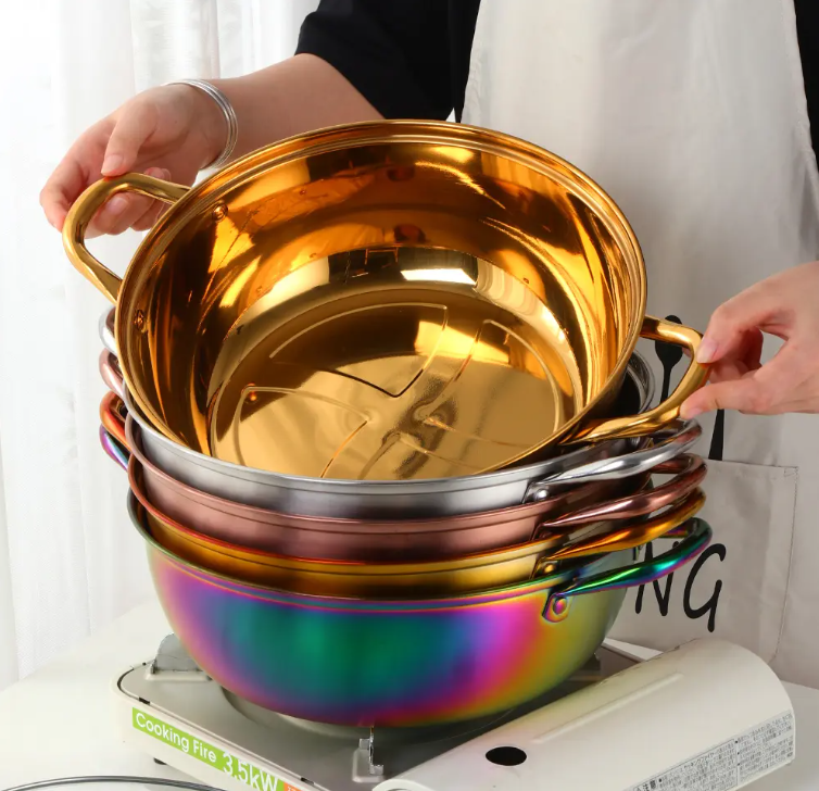 Anygleam Stock Pot Rainbow Stainless Steel Home Restaurant Cooking Tool Single-Layer Compatible Soup Kitchen Utensils-Pots-PEROZ Accessories