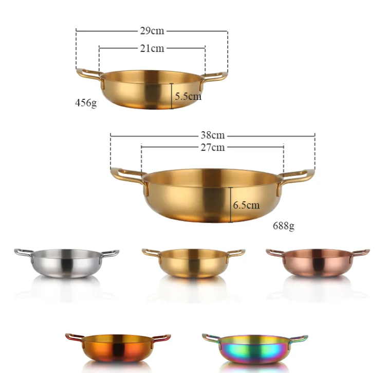 Anygleam Stock Pot 2pcs Rainbow no.0-S-L Stainless Steel HotPot Without Lid Single-Layer Cooking Soup Noodle Sea Food Home Kitchen Restaurant Tools-Pots-PEROZ Accessories