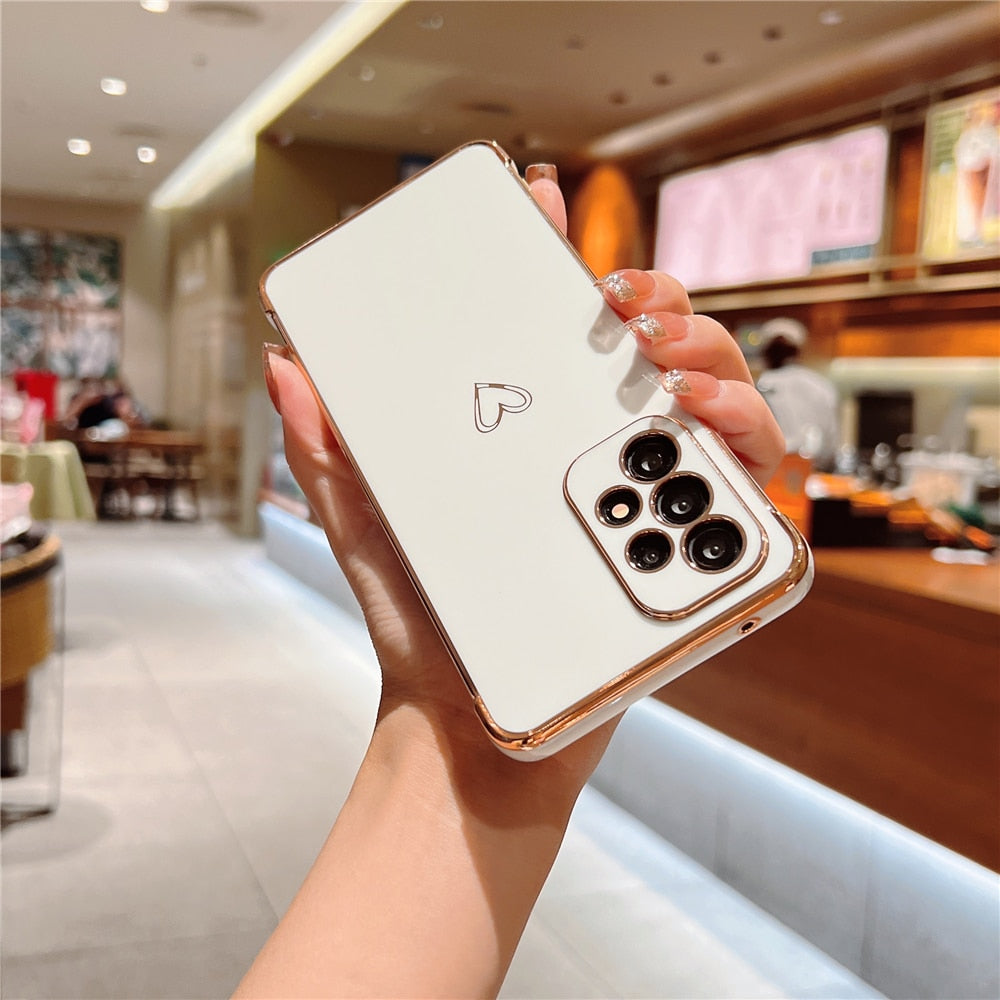 Anymob Samsung Khaki Soft Electroplated Love Heart Phone Case Silicon Cases Cover-Mobile Phone Cases-PEROZ Accessories