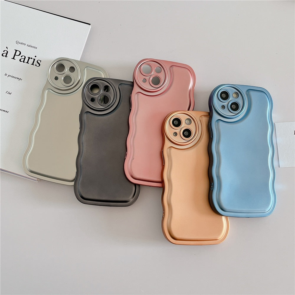 Anymob iPhone Case Silver Curly Wave Plating Air Cushion Soft Silicon Shockproof Cover-Mobile Phone Cases-PEROZ Accessories