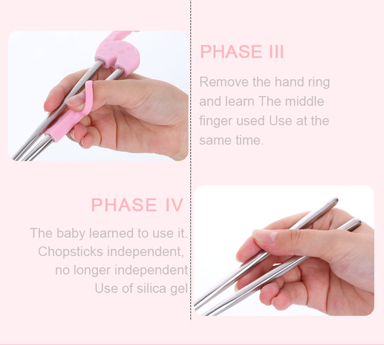 AnyGleam Chop Stick Blue Elephant 1 Pair Reusable Silver Stainless Steel Cartoon for Kids and Children Kitchen Accessories-Kitchen & Dining-PEROZ Accessories