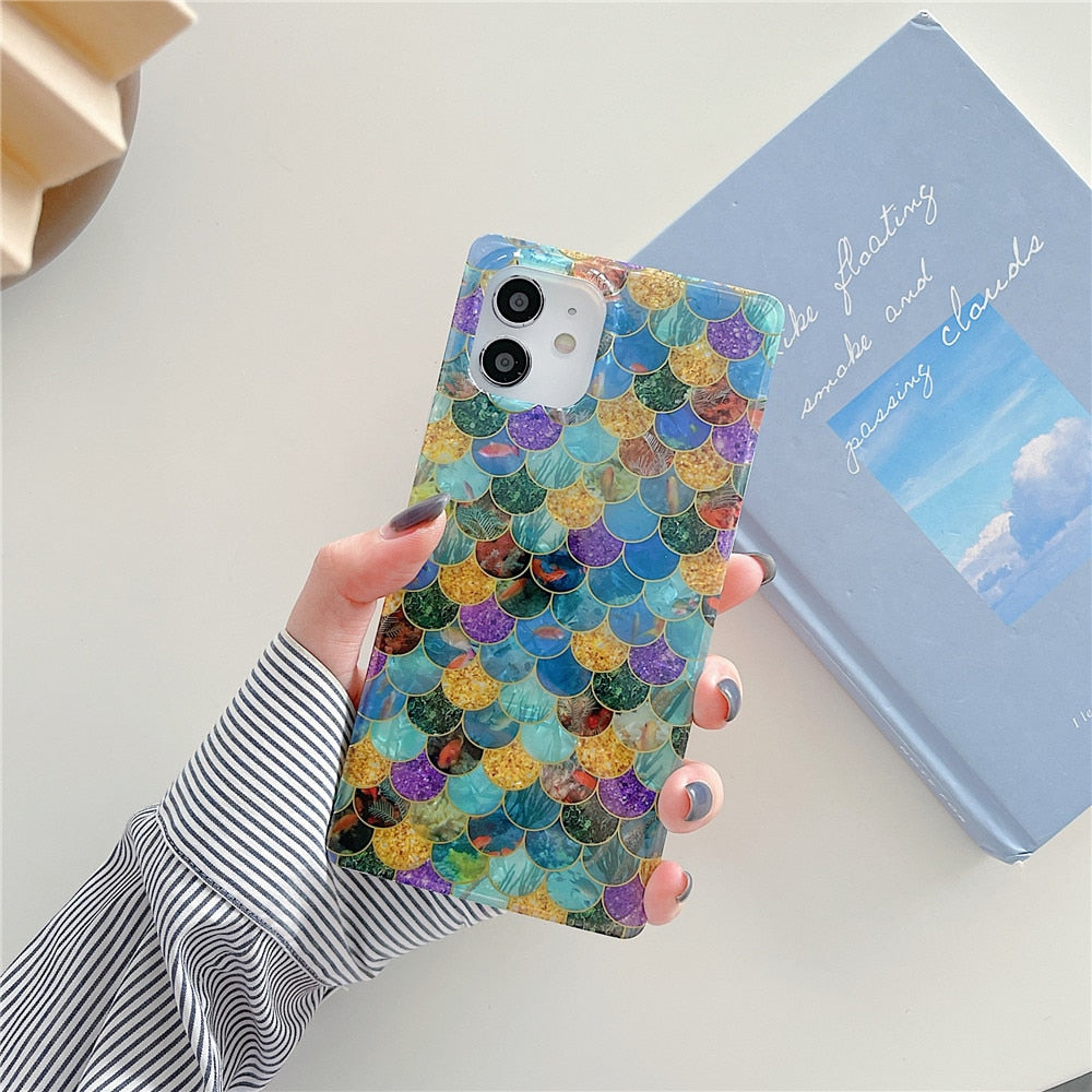 Anymob iPhone Candy Color Soft Silicone Phone Case Pattern Geometric Fish Scales Cover-Mobile Phone Cases-PEROZ Accessories