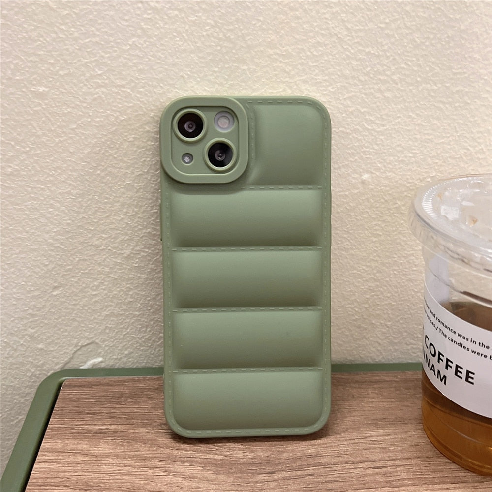 Anymob iPhone Case Blue Fashion Down Jacket Soft Silicon Cover Camera Protection Shockproof Case-Mobile Phone Cases-PEROZ Accessories