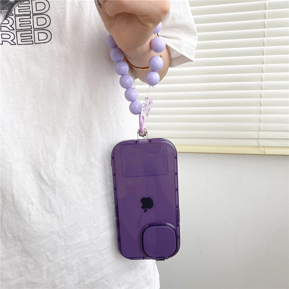 Anymob iPhone Violet Makeup Mirror Phone Case Shockproof Silicone Bracelet Cover-Mobile Phone Cases-PEROZ Accessories