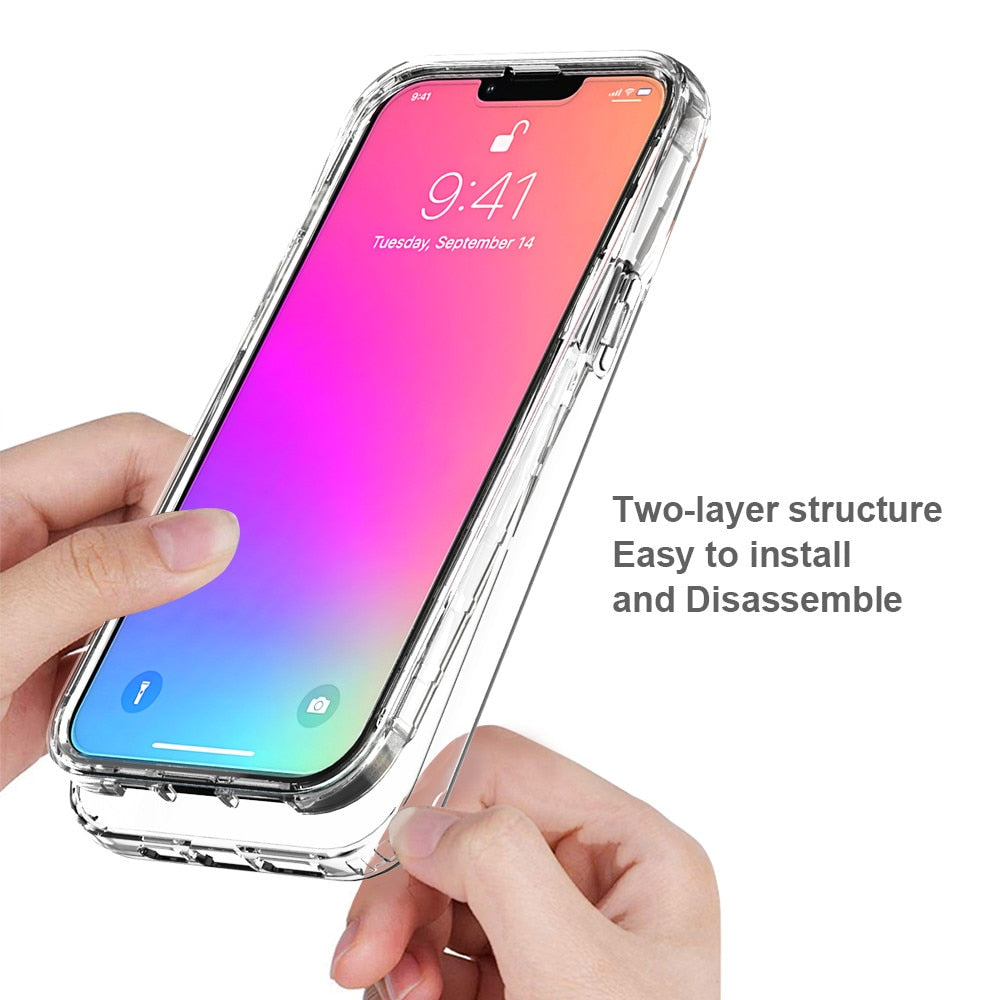 Anymob iPhone Black Transparent Gradient Bumper Phone Case Silicone Shockproof Cover-Mobile Phone Cases-PEROZ Accessories