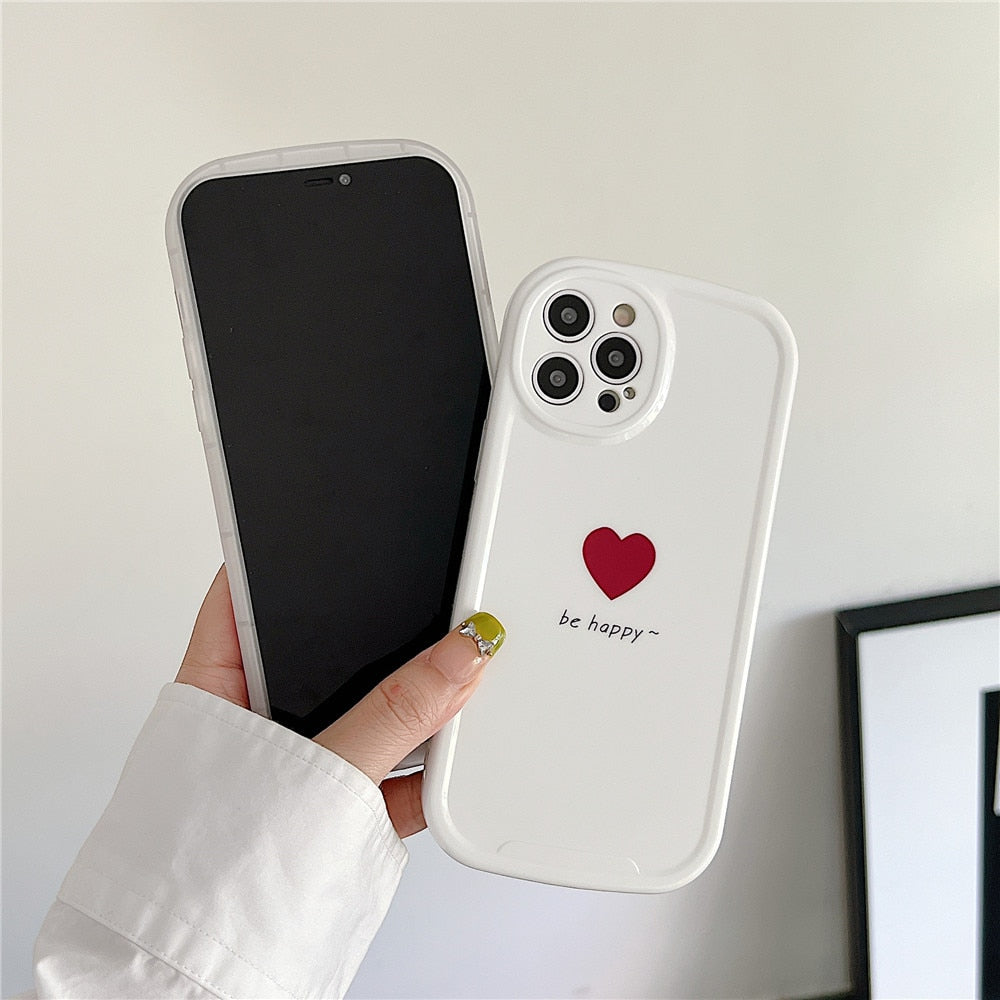 Anymob iPhone Case Pink Lovely Love Heart Soft Silicone Shockproof Bumper Camera Protection Cover-Mobile Phone Cases-PEROZ Accessories