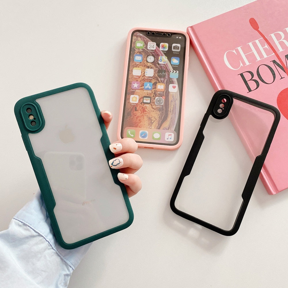 Anymob iPhone Case Blue Transparent Solid Color Bumper Silicone Shockproof Cover-Mobile Phone Cases-PEROZ Accessories