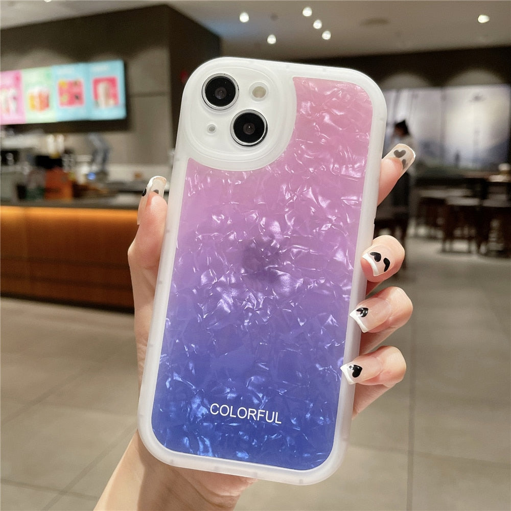 Anymob iPhone Case Violet Gradient Dream Shell Pattern Silicone Shockproof Back Cover-Mobile Phone Cases-PEROZ Accessories