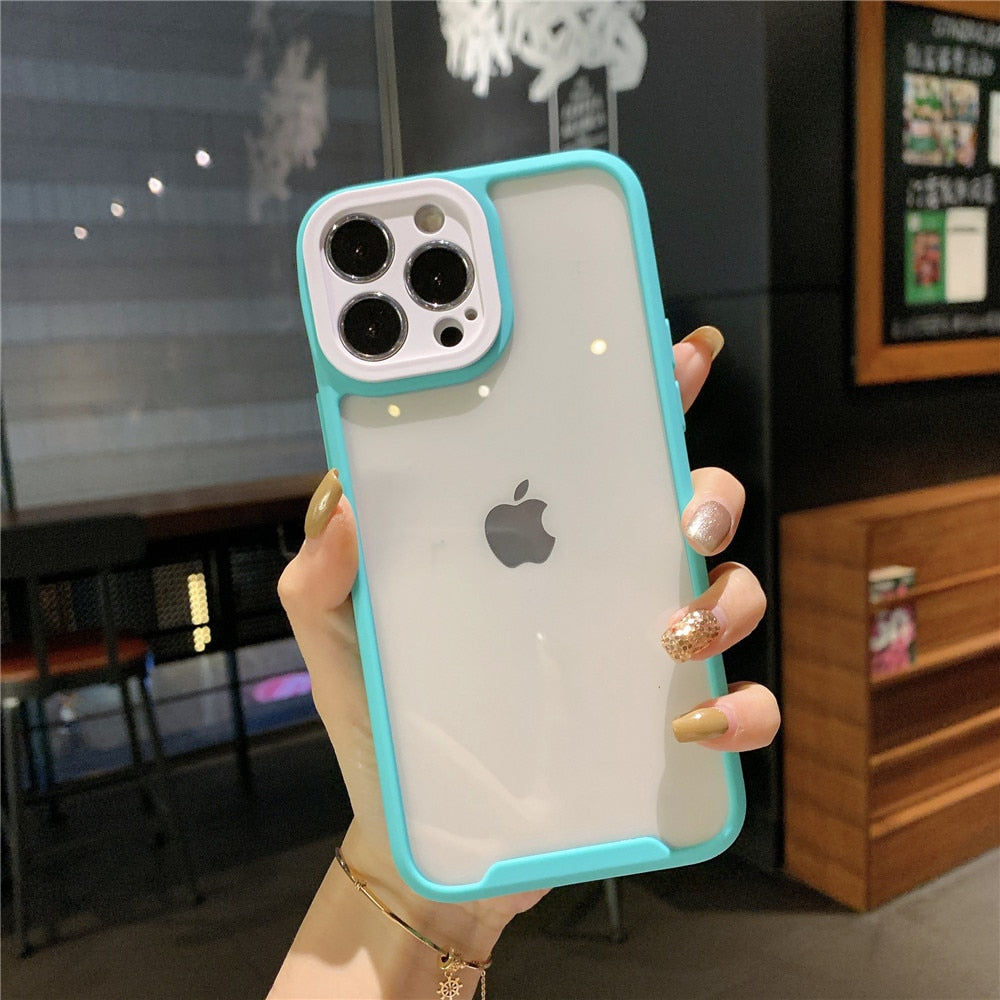 Anymob iPhone Case Blue Transparent Candy Color Shockproof Bumper Cover-Mobile Phone Cases-PEROZ Accessories