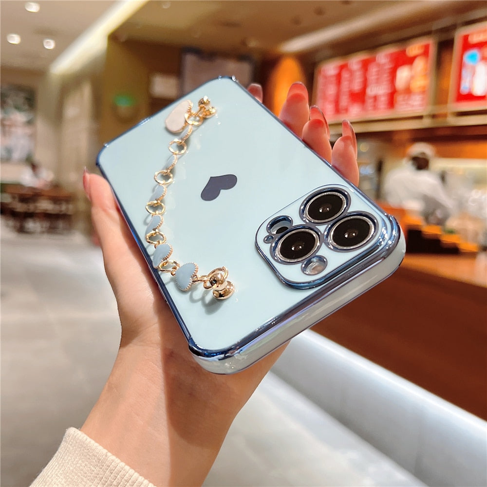 Anymob iPhone Case Blue Wrist Chain Love Heart Pattern Soft Silicone Phone Cover-PEROZ Accessories