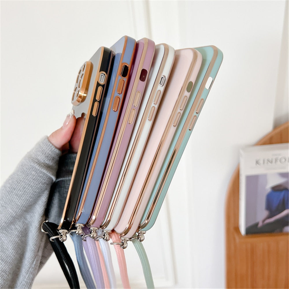 Anymob iPhone Case Light Blue Necklace Lanyard Silicon Phone Cord Strap Cover-Mobile Phone Cases-PEROZ Accessories