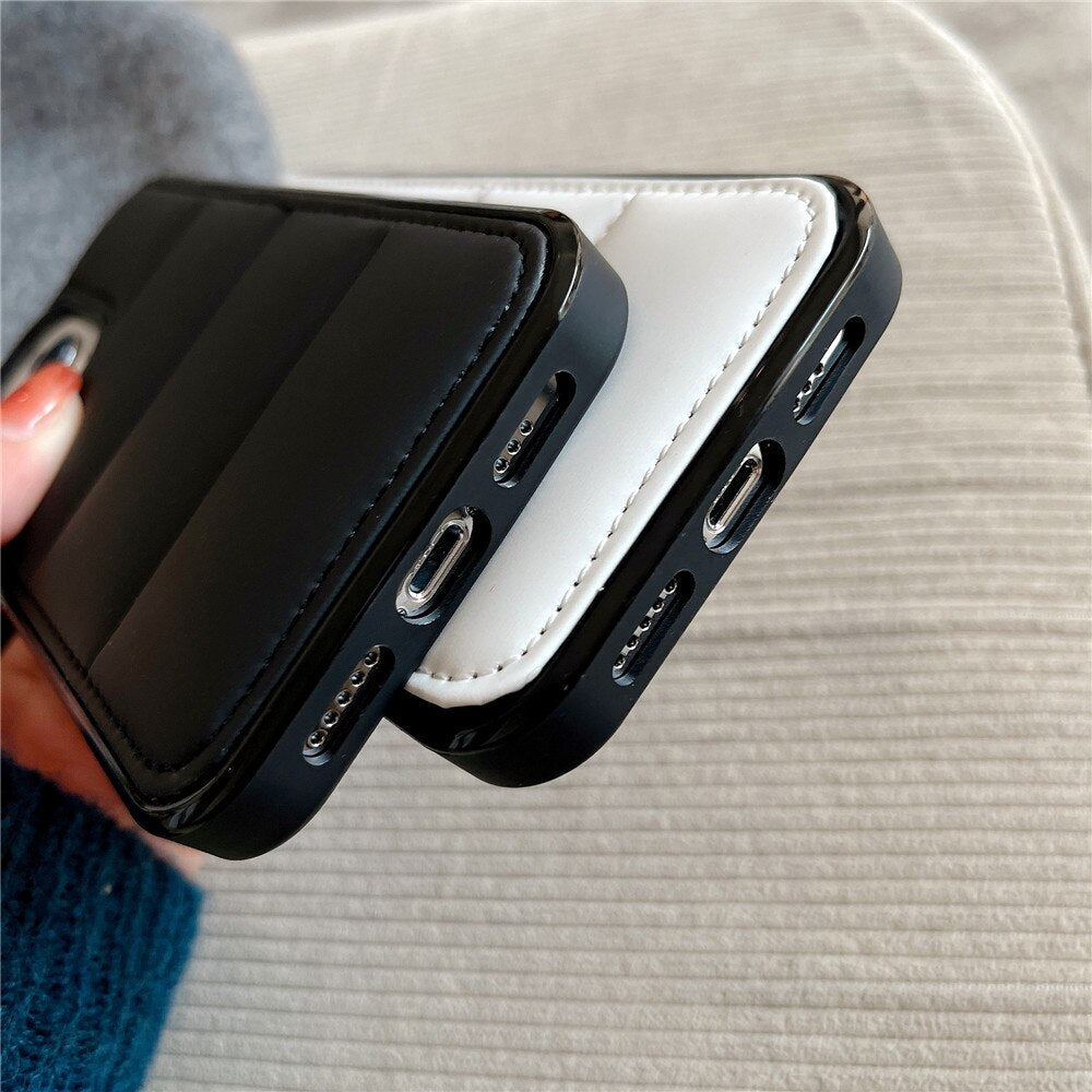 Anymob iPhone White Down Jacket Puffer Phone Case Fashion Soft Fabric Shockproof Bumper Cover-Mobile Phone Cases-PEROZ Accessories