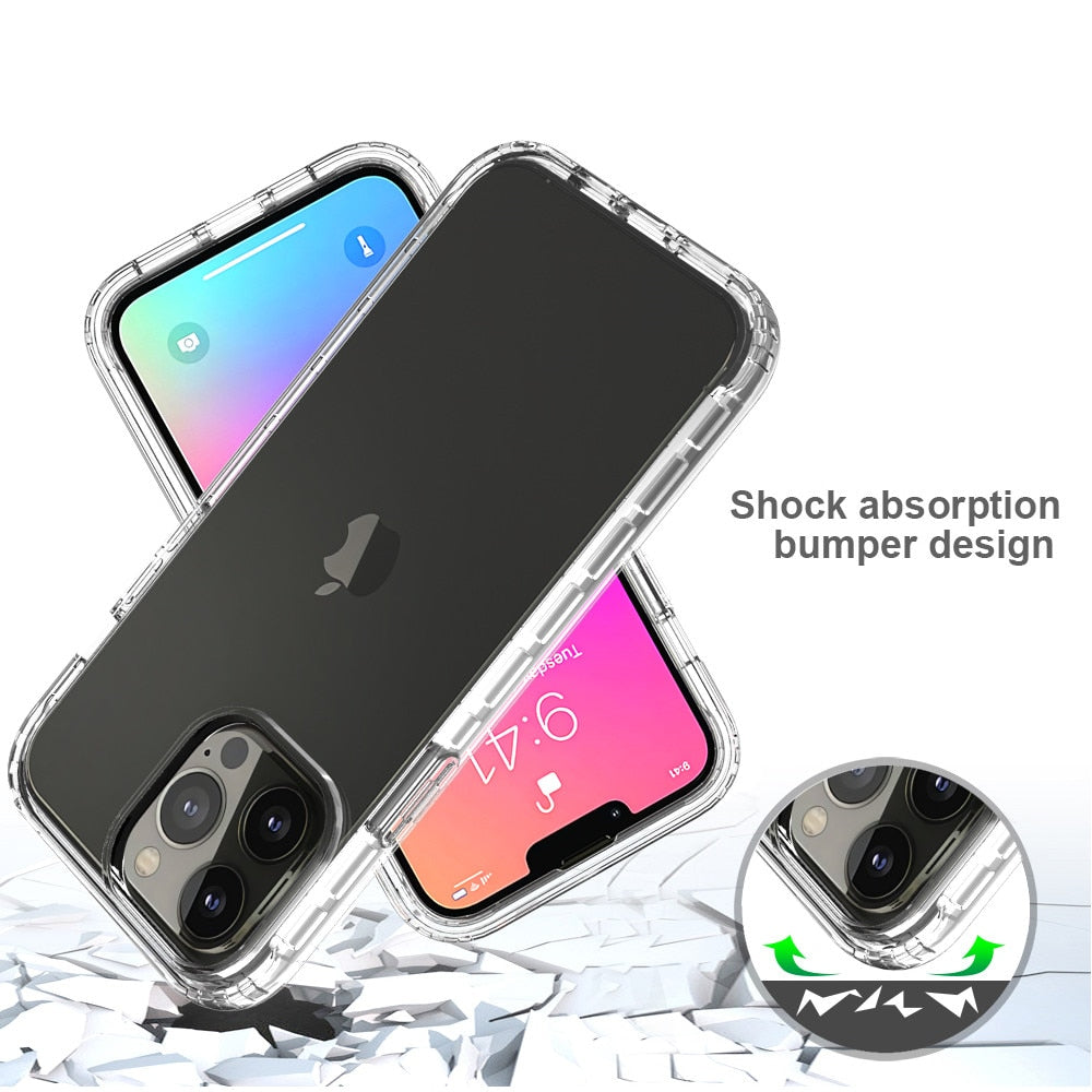 Anymob iPhone Black Transparent Gradient Bumper Phone Case Silicone Shockproof Cover-Mobile Phone Cases-PEROZ Accessories
