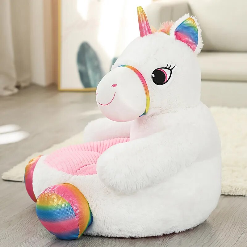 Anykidz Sofa Unicorn Skin/ Cover Only No Filling Inside Animal Shape Stuffed Soft Sofa Seat Cushion Room Decor for Kids-Kids Sofa-PEROZ Accessories