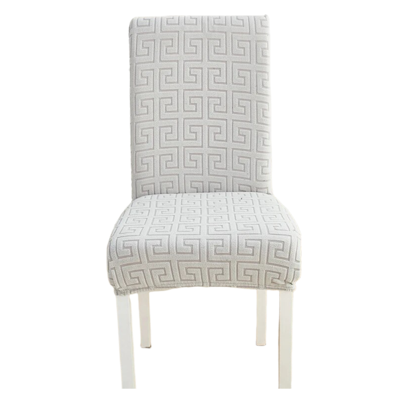 Anyhouz Chair Cover Light Grey Square Geometric Design with Elastic Material for Dining Room Kitchen Wedding Hotel Banquet Restaurant-Chair Cover-PEROZ Accessories