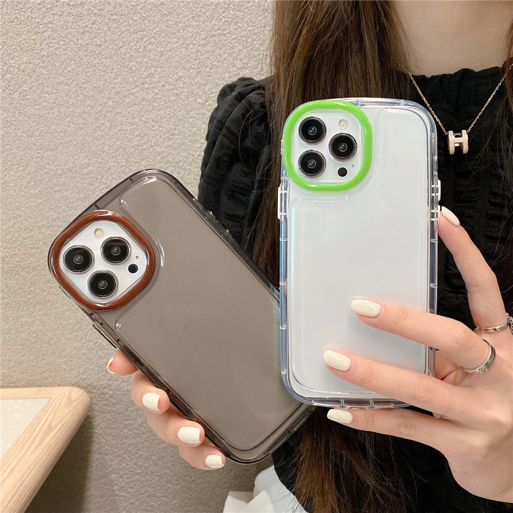 Anymob iPhone Case Mint Green Transparent Candy Color Camera Protection Soft Silicone Airbag Shockproof Bumper-Mobile Phone Cases-PEROZ Accessories
