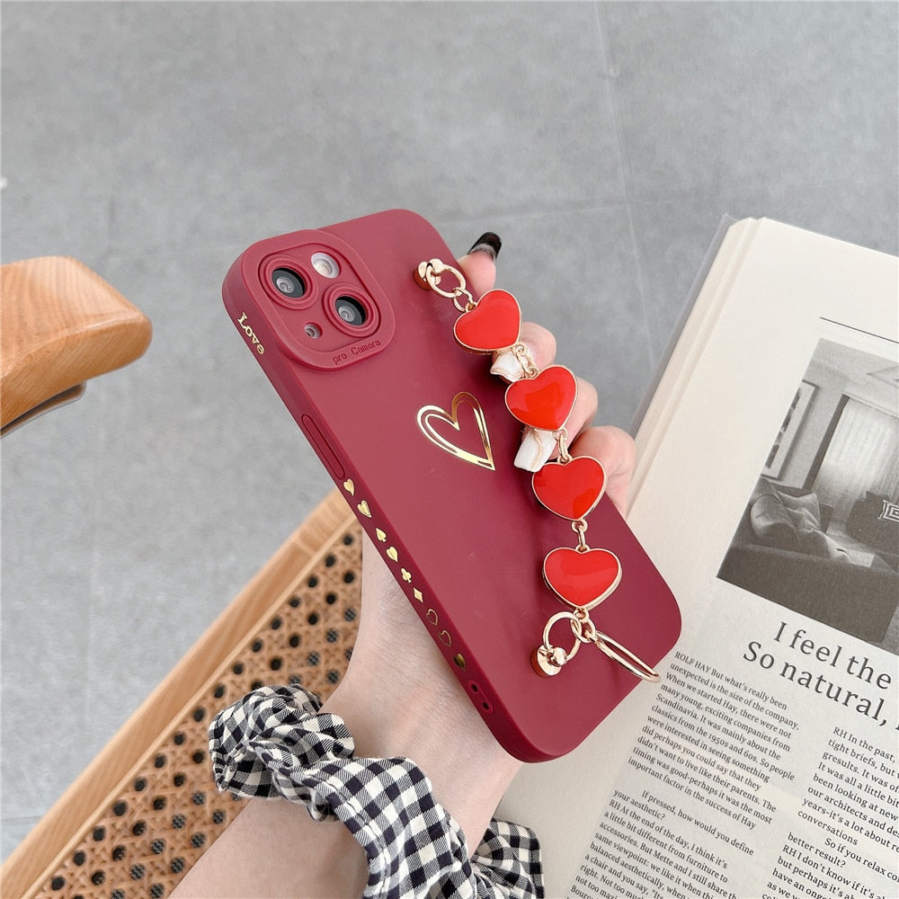Anymob iPhone Case Blue Soft Silicon Love Heart Lens Protection Bracelet Bumper Back Cover-Mobile Phone Cases-PEROZ Accessories