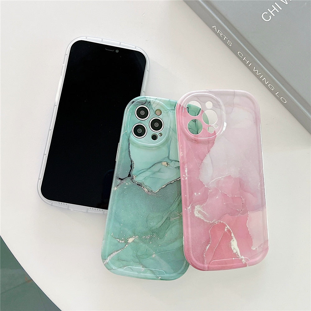 Anymob iPhone Case Ocean Blue Fashion Marble Soft Silicone Shockproof Lens Camera Protection Cover-Mobile Phone Cases-PEROZ Accessories