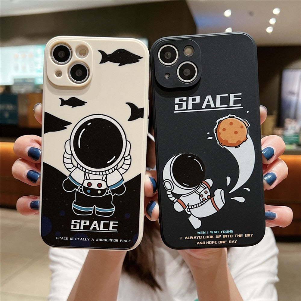 Anymob iPhone Black Astronaut Case Cartoon Soft Cover-Mobile Phone Cases-PEROZ Accessories