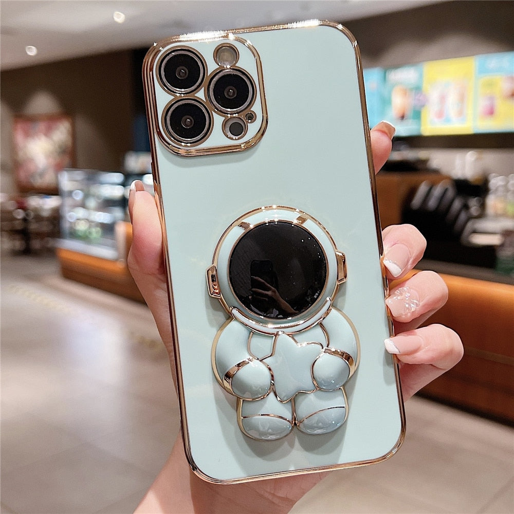 Anymob iPhone Blue Astronaut Folding Stand Case Shockproof Soft Silicone Cover-Mobile Phone Cases-PEROZ Accessories