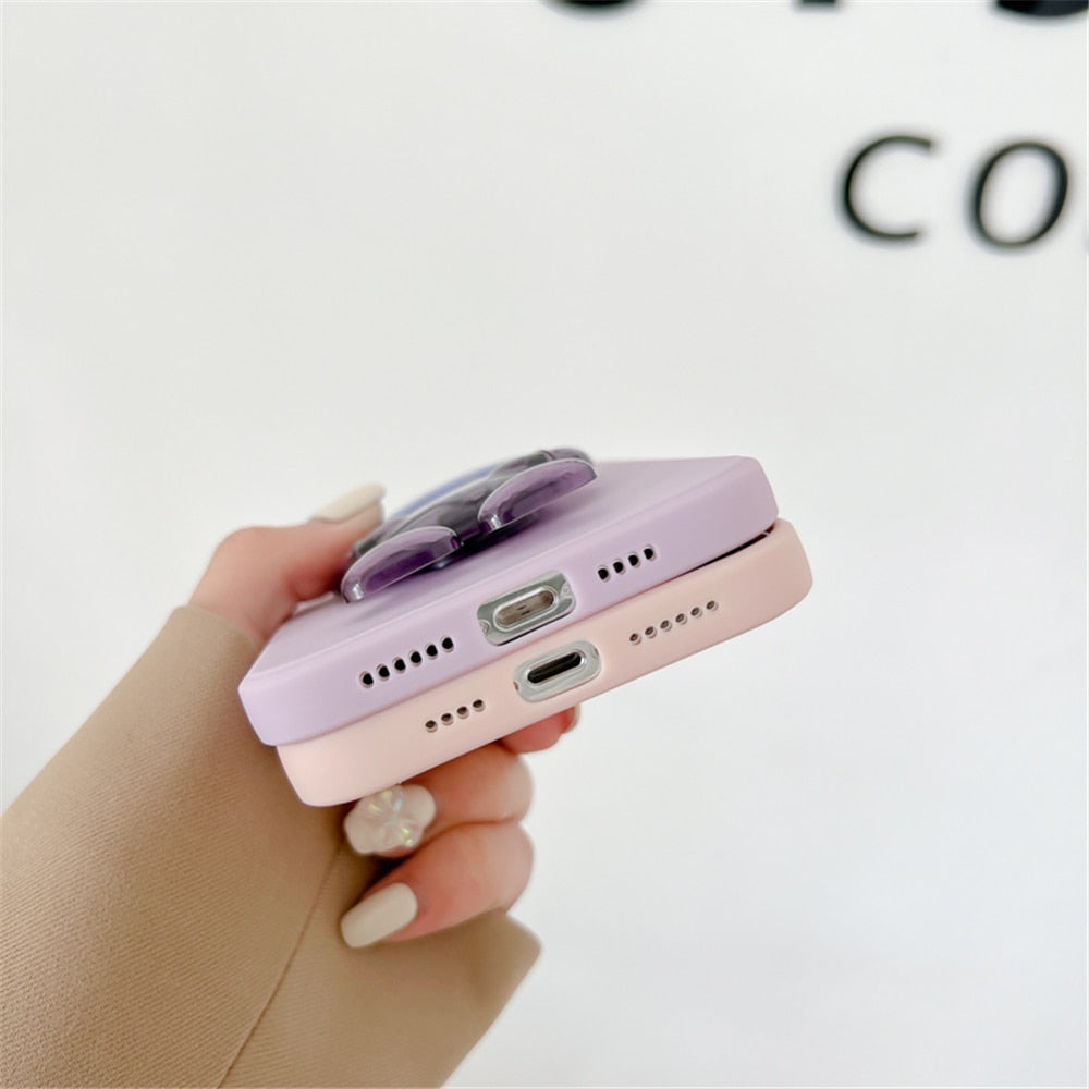 Anymob iPhone Case Blue Cartoon Astronaut Transparent Soft Silicone Kickstand Cover-Mobile Phone Cases-PEROZ Accessories