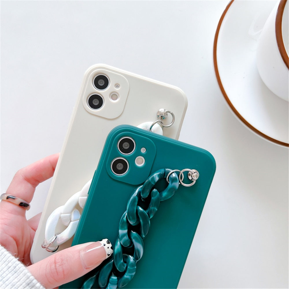 Anymob iPhone Case Dark Blue Marble Chain Soft Silicone Bracelet Phone Cover-Mobile Phone Cases-PEROZ Accessories