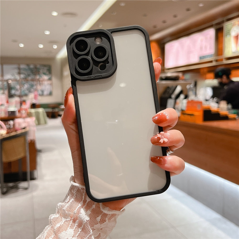 Anymob iPhone Case Light Orange Camera Protection Shockproof Transparent Solid Color Frame Soft Cover Bumper-Mobile Phone Cases-PEROZ Accessories