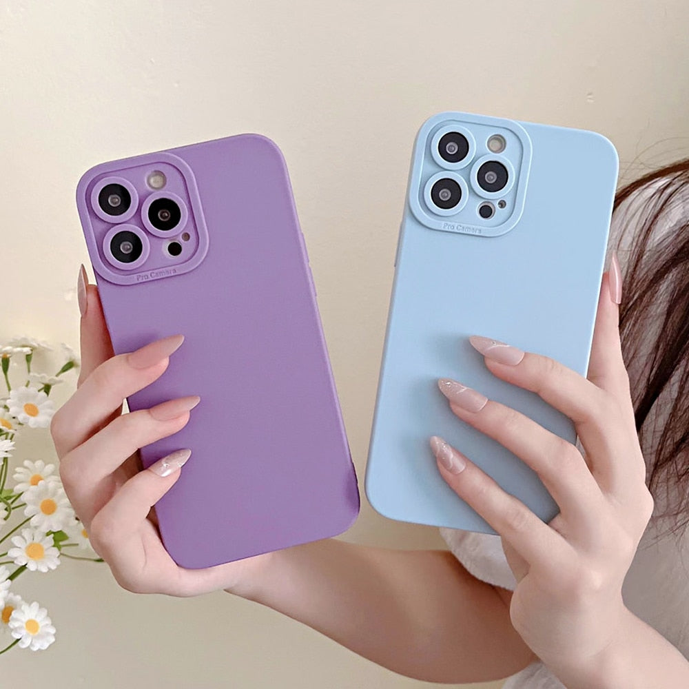 Anymob iPhone Case Blue Camera Protective Silicone Shockproof Soft Cover-Mobile Phone Cases-PEROZ Accessories