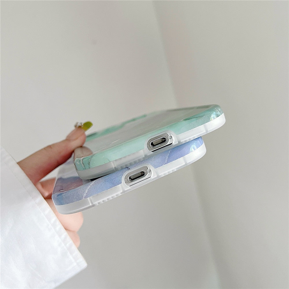 Anymob iPhone Case Ocean Blue Fashion Marble Soft Silicone Shockproof Lens Camera Protection Cover-Mobile Phone Cases-PEROZ Accessories