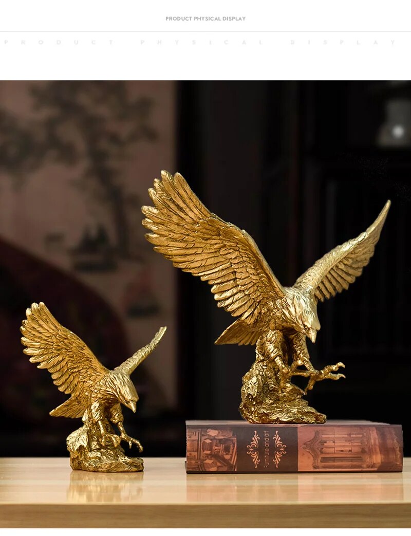 Anyhouz Home Figurine Golden Eagle Statue XS Resin for Living Room Desktop Decoration Accessories Gifts-Sculptures & Statues-PEROZ Accessories