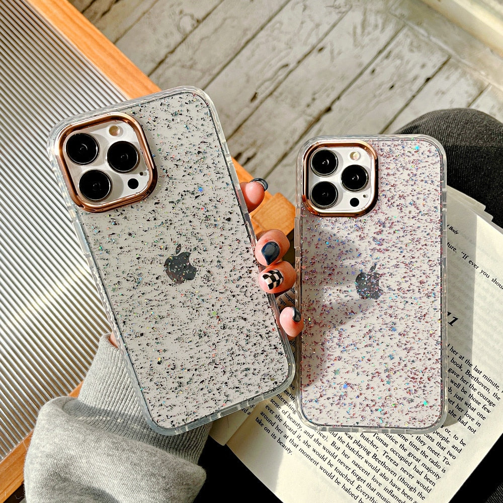 Anymob iPhone Case Pink Glitter Soft Silicone Crystal Cover Sequins Bumper-Mobile Phone Cases-PEROZ Accessories