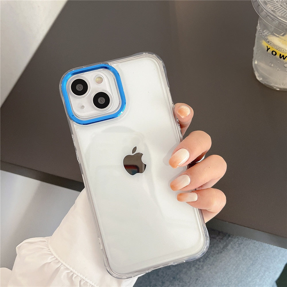 Anymob iPhone Case Pink Plating Camera Lens Protect Clear Hard Shockproof Transparent Soft Back Cover-Mobile Phone Cases-PEROZ Accessories
