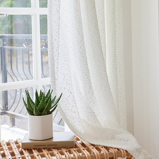Anyhouz 100cm Curtains White Modern Luxury Retro Style Texture for Living Room Bedroom Dining Fashion Decor-Curtains & Drapes-PEROZ Accessories