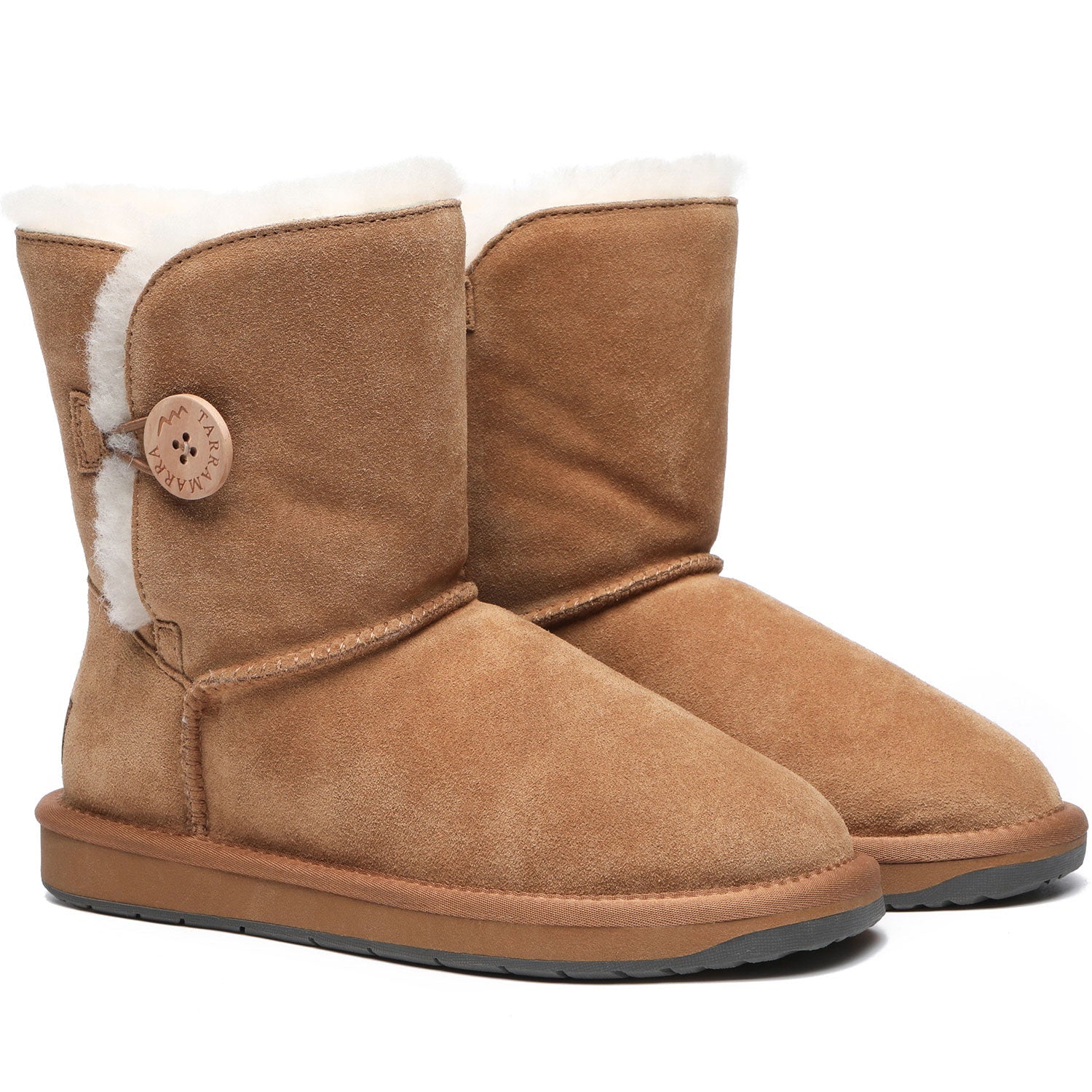 TARRAMARRA Sheepskin Wool Short Button Plus UGG BOOTS-Boots-PEROZ Accessories