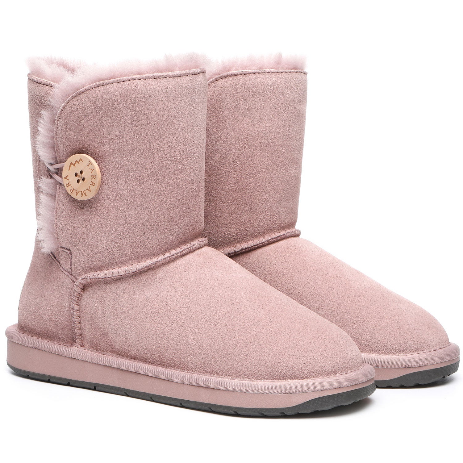 TARRAMARRA Sheepskin Wool Short Button Plus UGG BOOTS-Boots-PEROZ Accessories