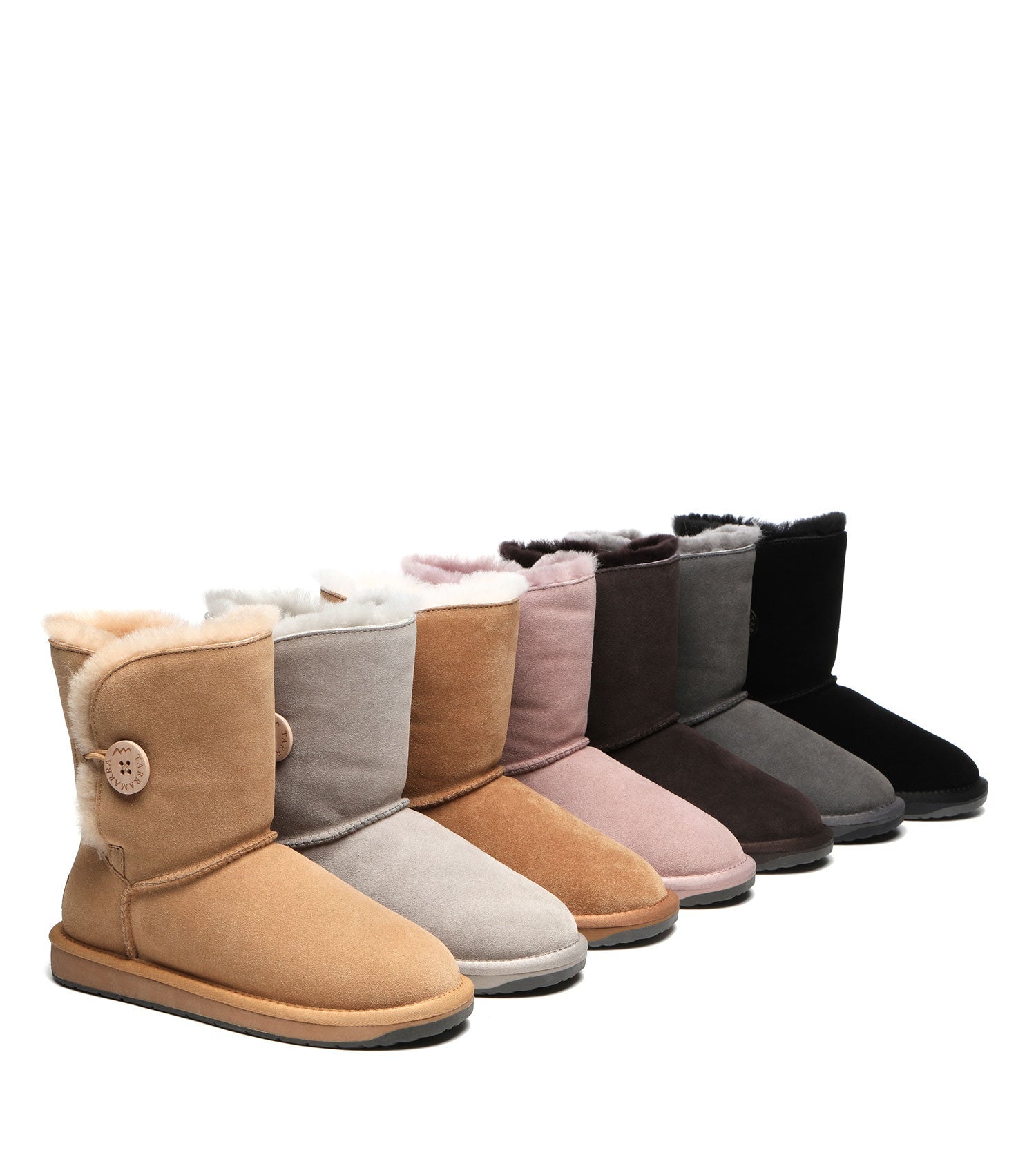 TARRAMARRA Sheepskin Wool Short Button Plus UGG BOOTS-Boots-PEROZ Accessories