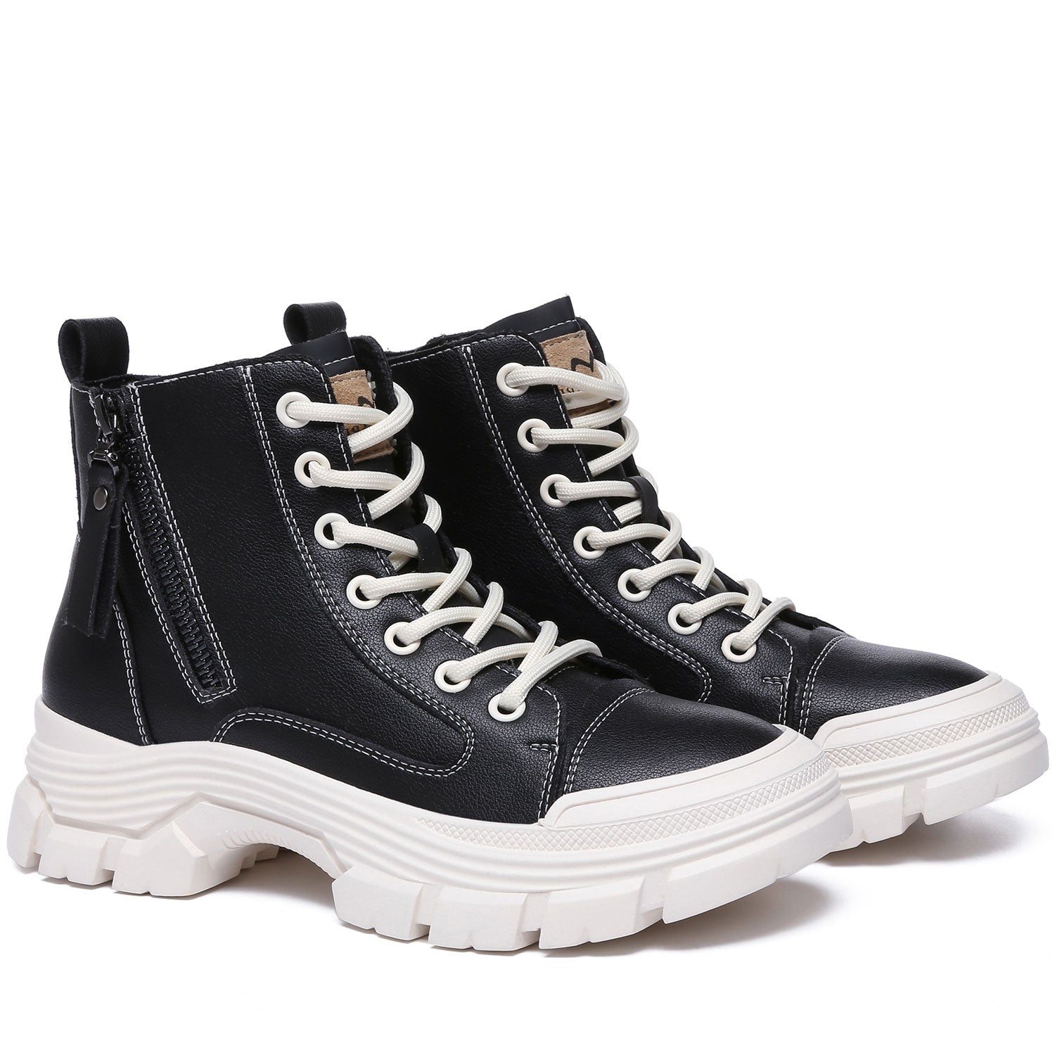 TARRAMARRA Lace-up and Zipper Chunky Leather Boots Women Cow Suede Boots Lorrine-Boots-PEROZ Accessories