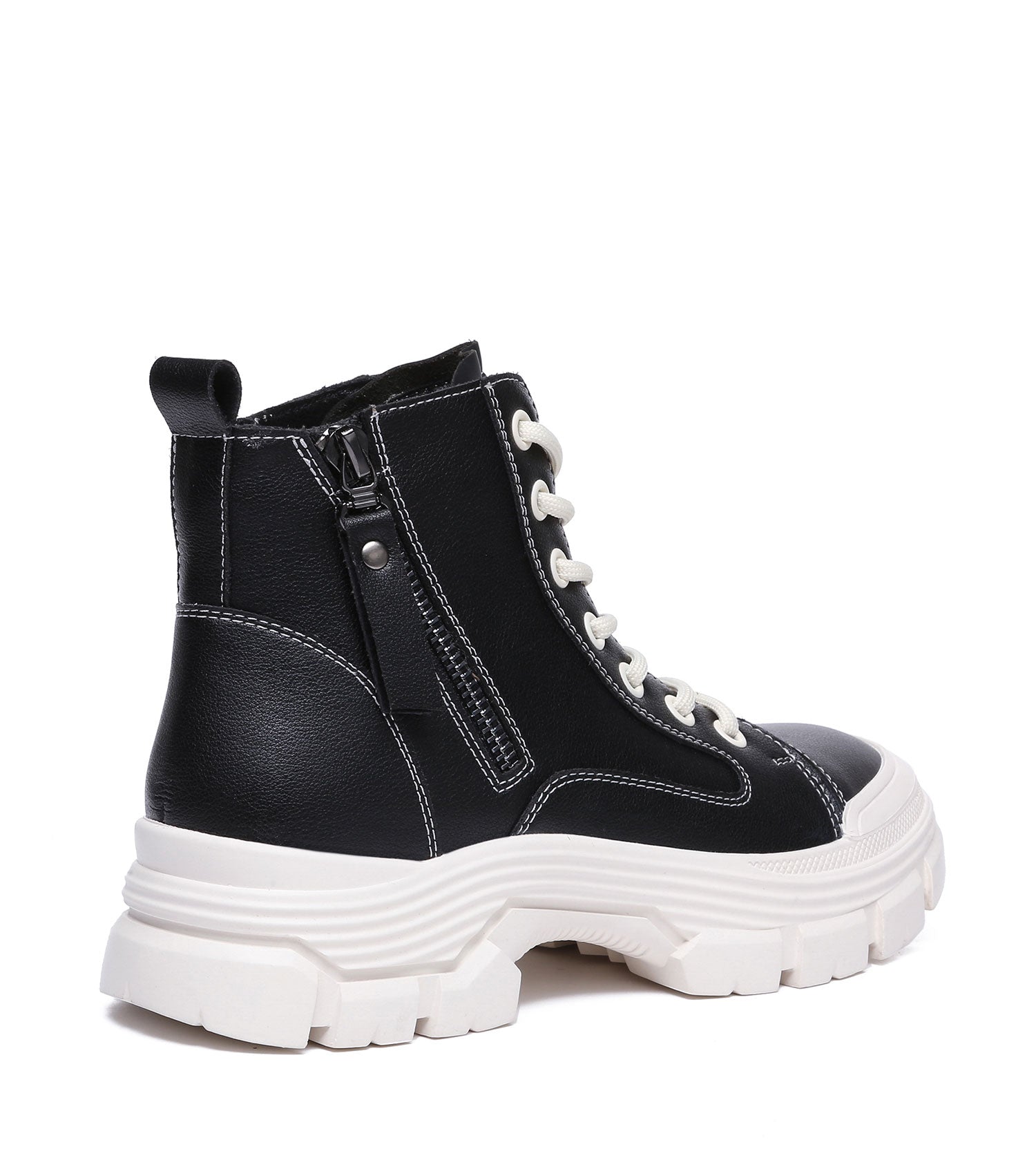 TARRAMARRA Lace-up and Zipper Chunky Leather Boots Women Cow Suede Boots Lorrine-Boots-PEROZ Accessories