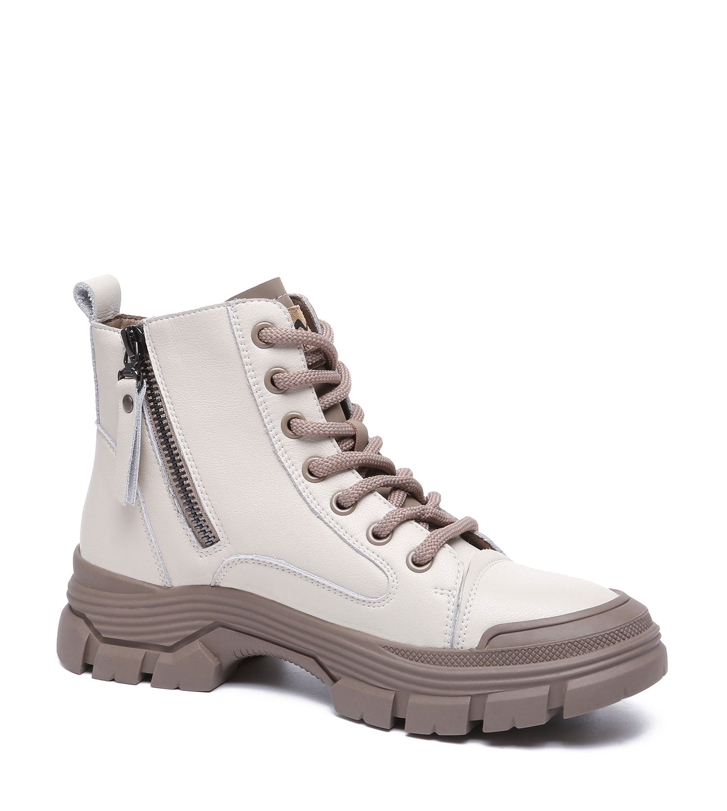 TARRAMARRA Lace-up and Zipper Chunky Leather Boots Women Cow Suede Boots Lorrine-Boots-PEROZ Accessories