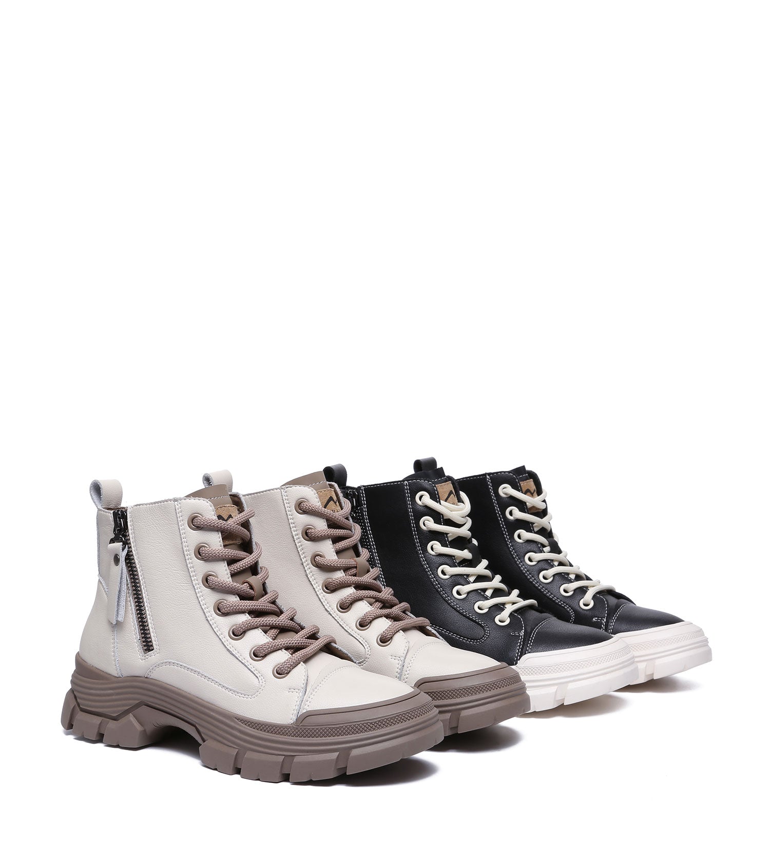 TARRAMARRA Lace-up and Zipper Chunky Leather Boots Women Cow Suede Boots Lorrine-Boots-PEROZ Accessories