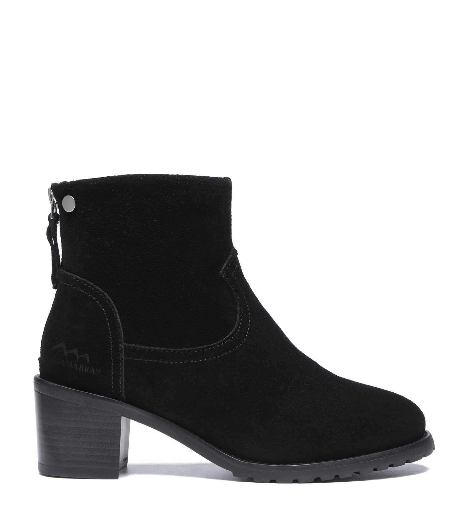 TARRAMARRA Black Leather Zipper Ankle Heel Boots Women Galena-Boots-PEROZ Accessories