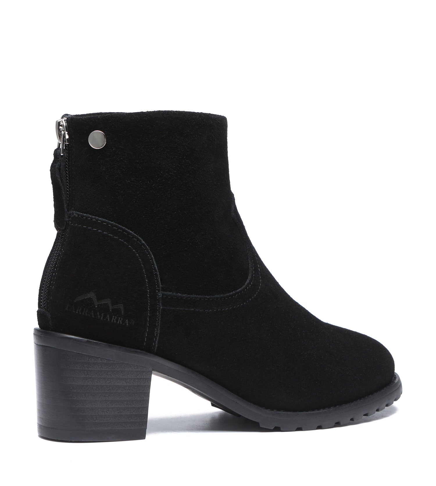 TARRAMARRA Black Leather Zipper Ankle Heel Boots Women Galena-Boots-PEROZ Accessories