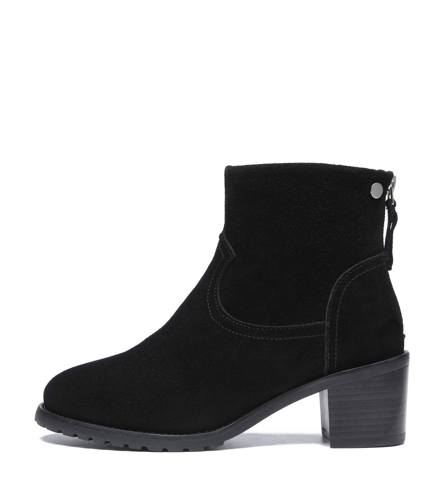 TARRAMARRA Black Leather Zipper Ankle Heel Boots Women Galena-Boots-PEROZ Accessories
