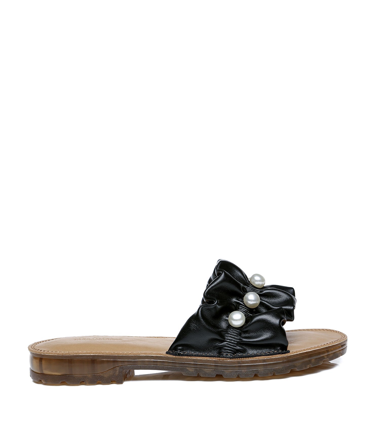 TARRAMARRA Leather Flat Slides Ultra Soft With Pearls Women Linita-Slides-PEROZ Accessories
