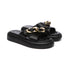 Tarramarra Metal Embellished Criss Cross Platform Slides Women Chiffon-Slides-PEROZ Accessories