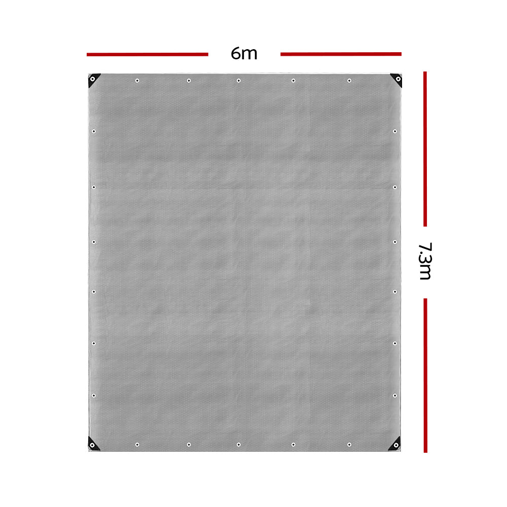 Instahut 6x7.3m Tarp Camping Tarps Poly Tarpaulin Heavy Duty Cover 180gsm Silver-Outdoor > Camping-PEROZ Accessories