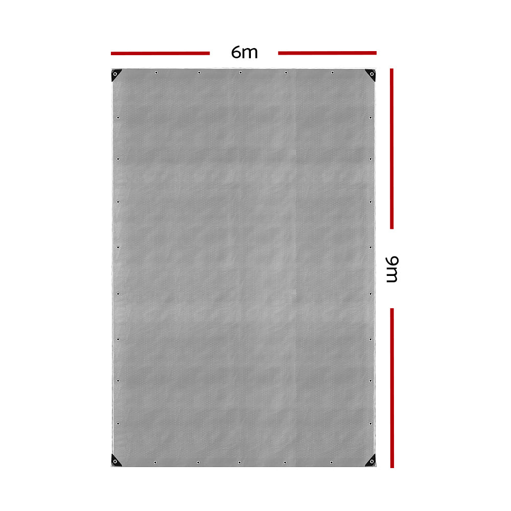 Instahut 6x9m Tarp Camping Tarps Poly Tarpaulin Heavy Duty Cover 180gsm Silver-Outdoor > Camping-PEROZ Accessories